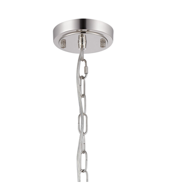 DeRuyter 57cm Semi Flush/Pendant 5 Light E27 Polished Nickel/Frosted Glass-5
