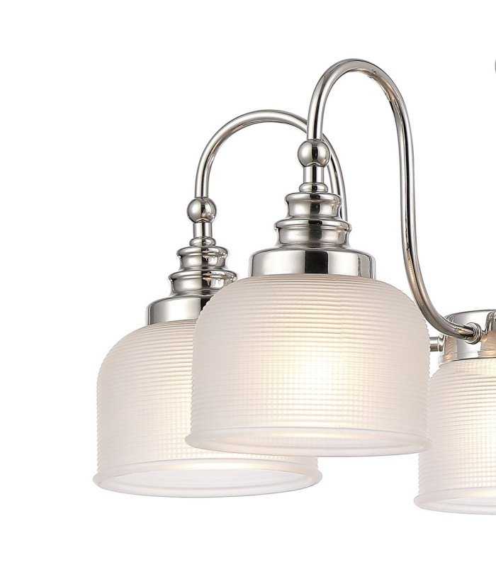 DeRuyter 57cm Semi Flush/Pendant 5 Light E27 Polished Nickel/Frosted Glass-7
