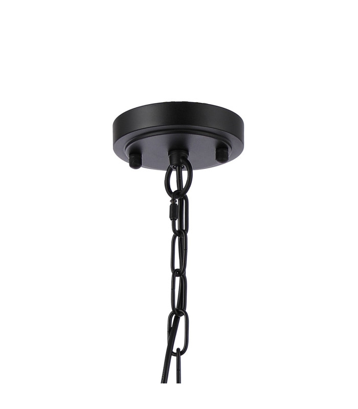 DeRuyter 57cm Semi Flush/Pendant 5 Light E27 Satin Black/Amber Glass-5
