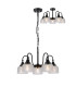 DeRuyter 57cm Semi Flush/Pendant 5 Light E27 Satin Black/Clear Glass-1