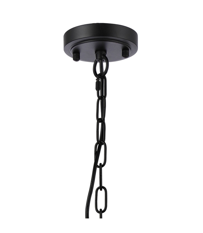 DeRuyter 57cm Semi Flush/Pendant 5 Light E27 Satin Black/Clear Glass-5
