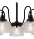 DeRuyter 57cm Semi Flush/Pendant 5 Light E27 Satin Black/Clear Glass-6