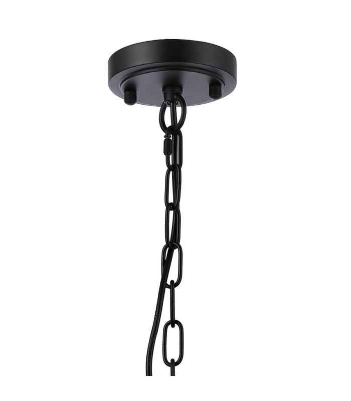 DeRuyter 57cm Semi Flush/Pendant 5 Light E27 Satin Black/Frosted Glass-5