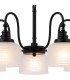 DeRuyter 57cm Semi Flush/Pendant 5 Light E27 Satin Black/Frosted Glass-6