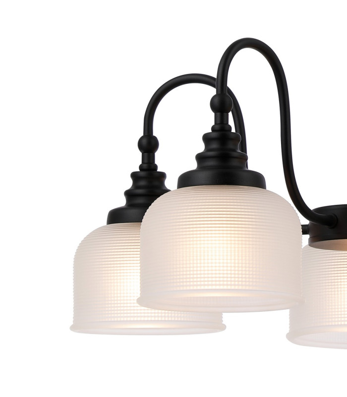 DeRuyter 57cm Semi Flush/Pendant 5 Light E27 Satin Black/Frosted Glass-7
