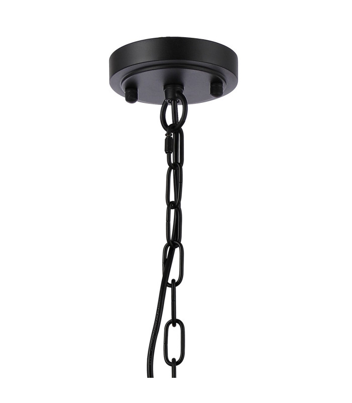 DeRuyter 57cm Semi Flush/Pendant 5 Light E27 Satin Black/Smoke Glass-5