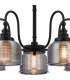 DeRuyter 57cm Semi Flush/Pendant 5 Light E27 Satin Black/Smoke Glass-6