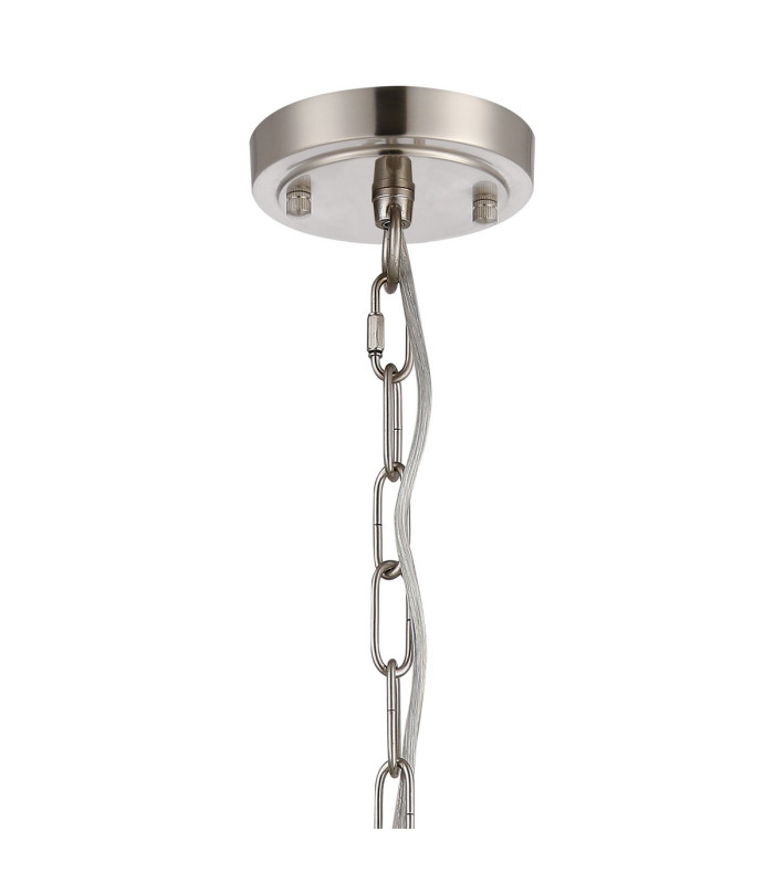 DeRuyter 57cm Semi Flush/Pendant 5 Light E27 Satin Nickel/Amber Glass-5