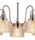DeRuyter 57cm Semi Flush/Pendant 5 Light E27 Satin Nickel/Amber Glass-6