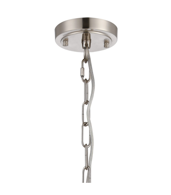 DeRuyter 57cm Semi Flush/Pendant 5 Light E27 Satin Nickel/Clear Glass-5