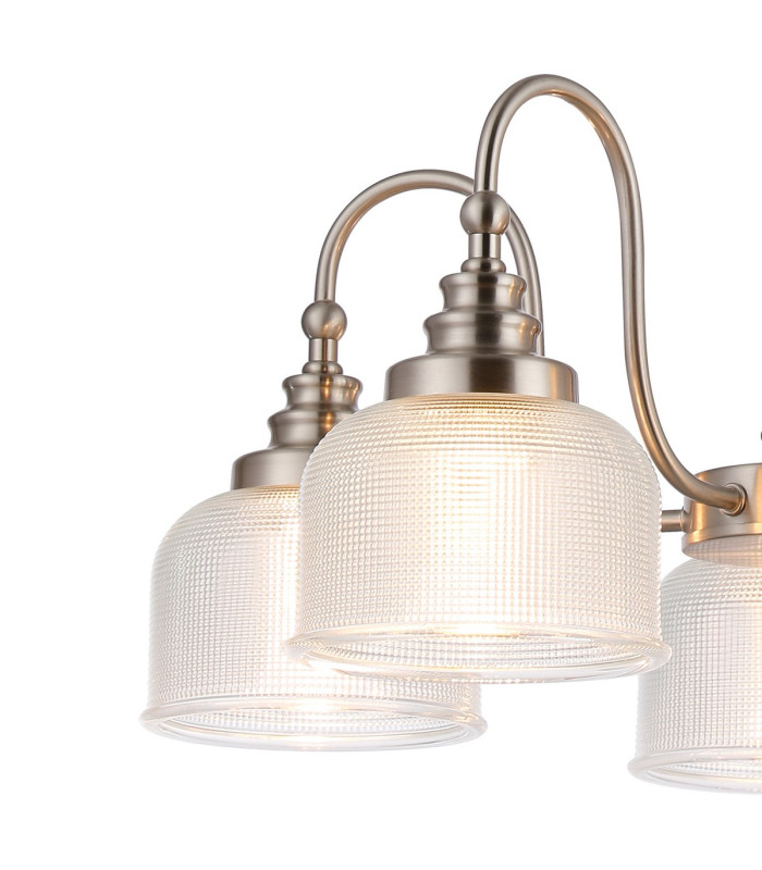 DeRuyter 57cm Semi Flush/Pendant 5 Light E27 Satin Nickel/Clear Glass-7
