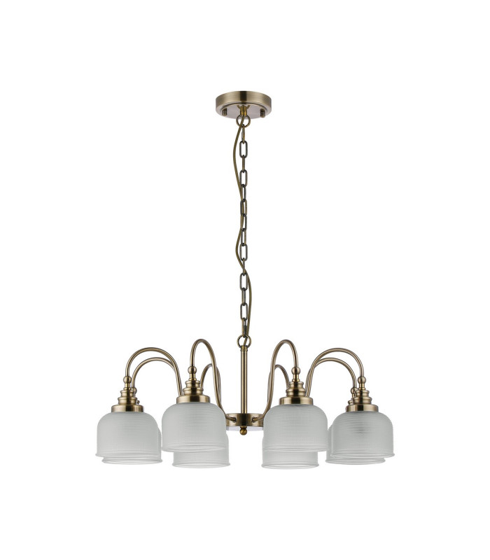 DeRuyter 73cm Semi Flush/Pendant 8 Light E27 Antique Brass/Frosted Glass-4