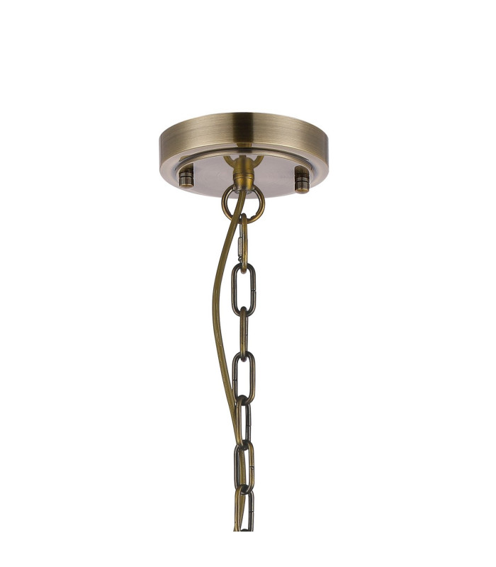 DeRuyter 73cm Semi Flush/Pendant 8 Light E27 Antique Brass/Frosted Glass-5