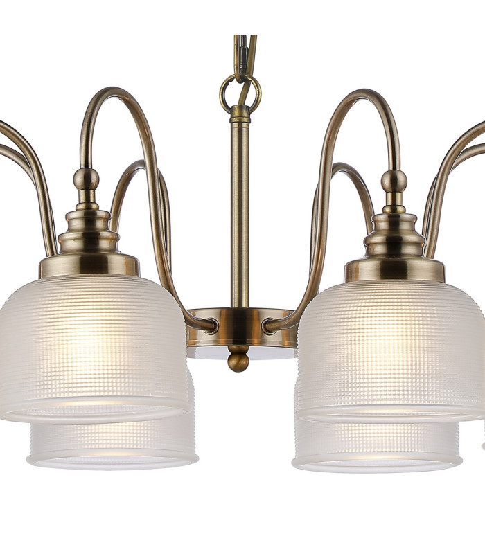 DeRuyter 73cm Semi Flush/Pendant 8 Light E27 Antique Brass/Frosted Glass-6