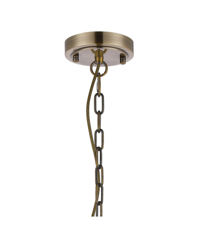 DeRuyter 73cm Semi Flush/Pendant 8 Light E27 Antique Brass/Smoke Glass-5