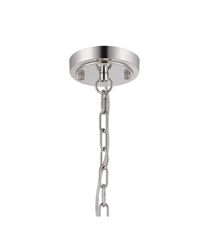 DeRuyter 73cm Semi Flush/Pendant 8 Light E27 Polished Nickel/Amber Glass-5