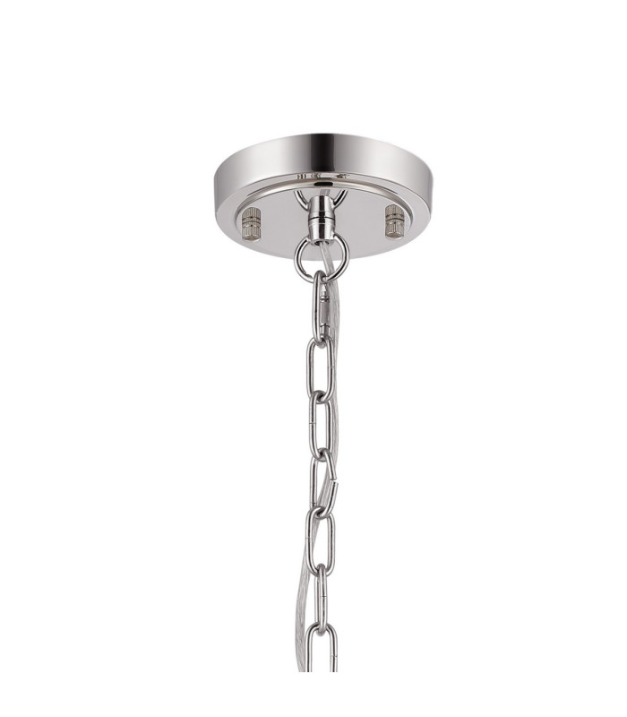 DeRuyter 73cm Semi Flush/Pendant 8 Light E27 Polished Nickel/Frosted Glass-5