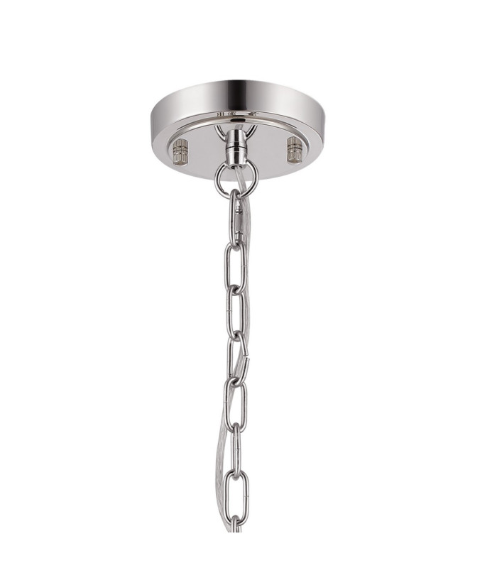 DeRuyter 73cm Semi Flush/Pendant 8 Light E27 Polished Nickel/Smoke Glass-5