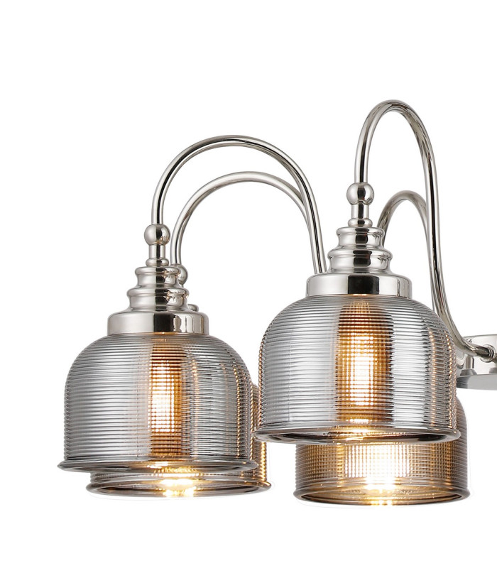 DeRuyter 73cm Semi Flush/Pendant 8 Light E27 Polished Nickel/Smoke Glass-7