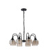 DeRuyter 73cm Semi Flush/Pendant 8 Light E27 Satin Black/Amber Glass-4