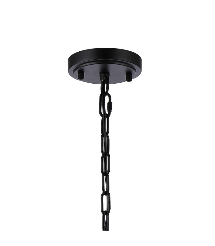 DeRuyter 73cm Semi Flush/Pendant 8 Light E27 Satin Black/Amber Glass-5