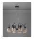 DeRuyter 73cm Semi Flush/Pendant 8 Light E27 Satin Black/Amber Glass-8