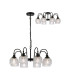 DeRuyter 73cm Semi Flush/Pendant 8 Light E27 Satin Black/Clear Glass-1