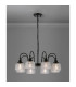 DeRuyter 73cm Semi Flush/Pendant 8 Light E27 Satin Black/Clear Glass-3