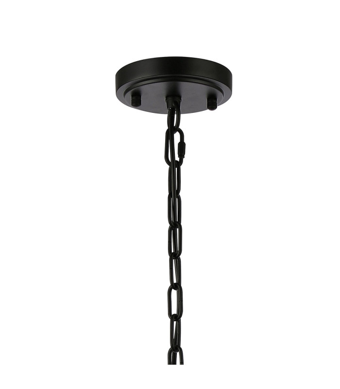DeRuyter 73cm Semi Flush/Pendant 8 Light E27 Satin Black/Clear Glass-5