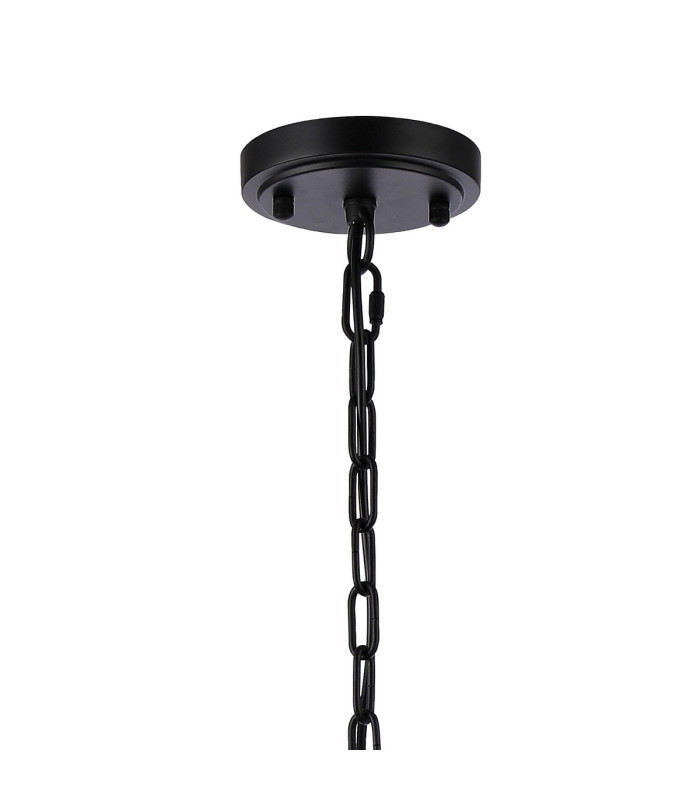 DeRuyter 73cm Semi Flush/Pendant 8 Light E27 Satin Black/Frosted Glass-5