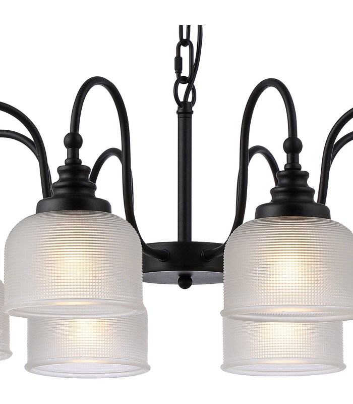 DeRuyter 73cm Semi Flush/Pendant 8 Light E27 Satin Black/Frosted Glass-6