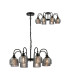DeRuyter 73cm Semi Flush/Pendant 8 Light E27 Satin Black/Smoke Glass-1