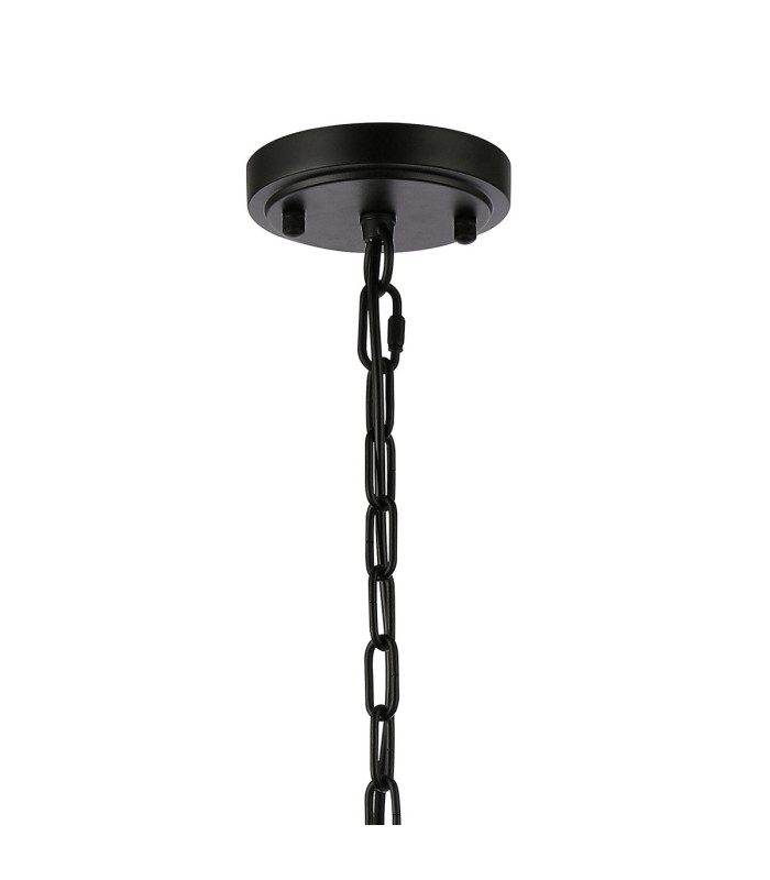 DeRuyter 73cm Semi Flush/Pendant 8 Light E27 Satin Black/Smoke Glass-5