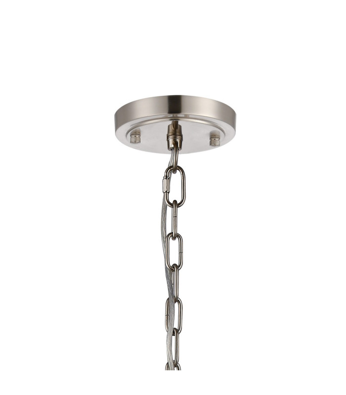DeRuyter 73cm Semi Flush/Pendant 8 Light E27 Satin Nickel/Amber Glass-5