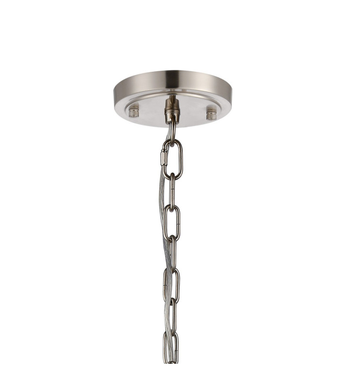 DeRuyter 73cm Semi Flush/Pendant 8 Light E27 Satin Nickel/Clear Glass-5