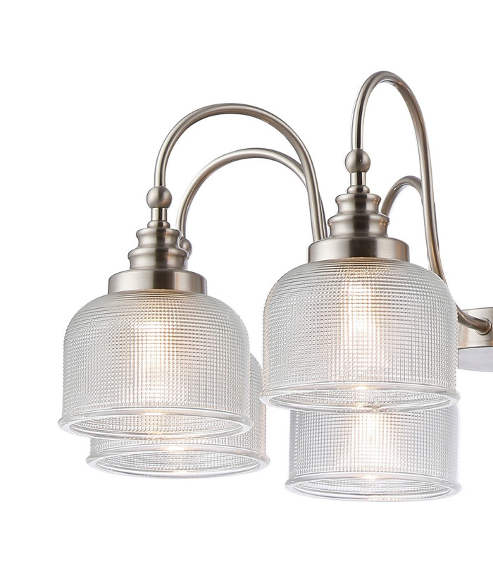 DeRuyter 73cm Semi Flush/Pendant 8 Light E27 Satin Nickel/Clear Glass-7