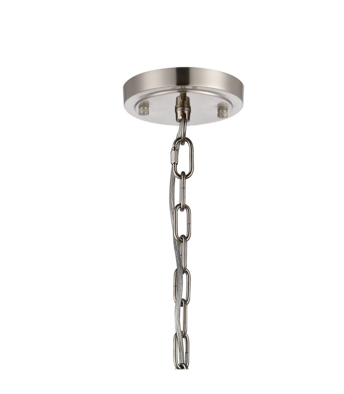 DeRuyter 73cm Semi Flush/Pendant 8 Light E27 Satin Nickel/Smoke Glass-5