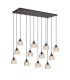 DeRuyter 12 Light Rectangular Pendant E27 Satin Black/Prismatic Dome Glass Amber Item Weight: 16kg-1