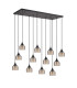 DeRuyter 12 Light Rectangular Pendant E27 Satin Black/Prismatic Dome Glass Amber Item Weight: 16kg-4