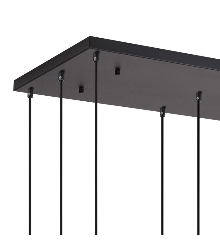 DeRuyter 12 Light Rectangular Pendant E27 Satin Black/Prismatic Dome Glass Amber Item Weight: 16kg-6