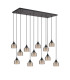 DeRuyter 12 Light Rectangular Pendant E27 Satin Black/Prismatic Dome Glass Amber Item Weight: 16kg-8