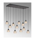 DeRuyter 12 Light Rectangular Pendant E27 Satin Black/Prismatic Dome Glass Amber Item Weight: 16kg-10