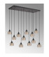 DeRuyter 12 Light Rectangular Pendant E27 Satin Black/Prismatic Dome Glass Amber Item Weight: 16kg-11