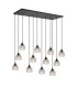DeRuyter 12 Light Rectangular Pendant E27 Satin Black/Prismatic Dome Glass Clear Item Weight: 16.1kg-1