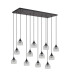 DeRuyter 12 Light Rectangular Pendant E27 Satin Black/Prismatic Dome Glass Clear Item Weight: 16.1kg-4