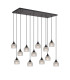 DeRuyter 12 Light Rectangular Pendant E27 Satin Black/Prismatic Dome Glass Clear Item Weight: 16.1kg-5