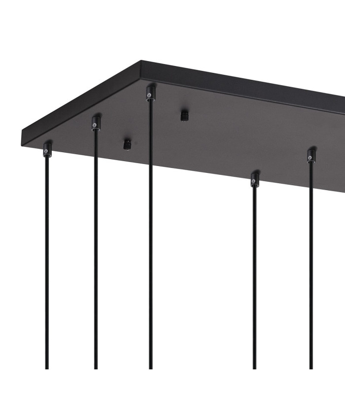DeRuyter 12 Light Rectangular Pendant E27 Satin Black/Prismatic Dome Glass Clear Item Weight: 16.1kg-6