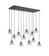 DeRuyter 12 Light Rectangular Pendant E27 Satin Black/Prismatic Dome Glass Clear Item Weight: 16.1kg-8