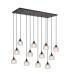 DeRuyter 12 Light Rectangular Pendant E27 Satin Black/Prismatic Dome Glass Frosted Item Weight: 16.1kg-1