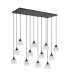 DeRuyter 12 Light Rectangular Pendant E27 Satin Black/Prismatic Dome Glass Frosted Item Weight: 16.1kg-4